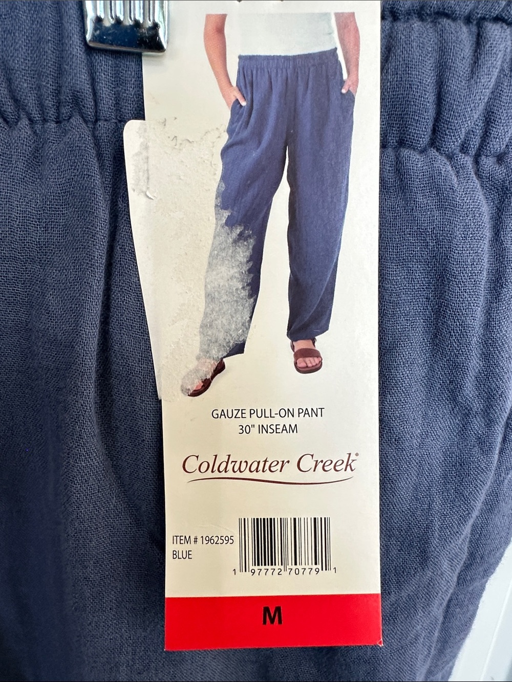 NWOT Coldwater Creek Navy Wide-Leg Pull-On Gauze Pants Medium - Picture 2 of 4